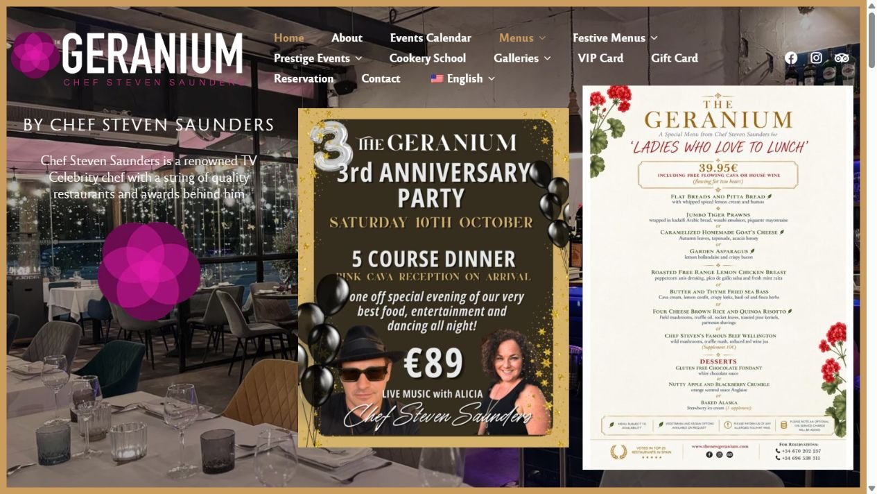 Capture de la page d’accueil de The Geranium